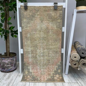 1x3 Bathroom Rug, 1x3 Small Vintage Rug, Moroccan Rug, Small Wool Rug, Mini Vintage Rug, Small Turkish Rug 1.4x3ft, Entryway Doormat Rug