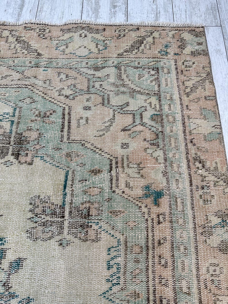 Tappeto floreale verde, tappeto turco 5x9, tappeto per ingresso, tappeto per soggiorno, tappeto turco in lana 5x8, tappeto per camera da letto, tappeto da fattoria, 5,3 x 9 piedi immagine 9