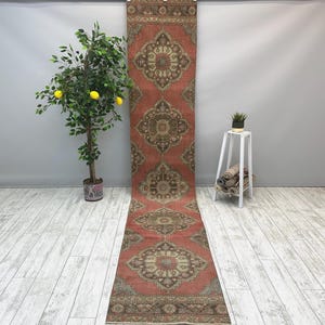 2x12 Red Office Rug, Hallway Runner Rug, 2x12 Entryway Rug, Farmhouse Rug, 2x12 Bohemian Rug, Kitchen Rug, 2x12 Antique Rug, 2.3x12.6 ft