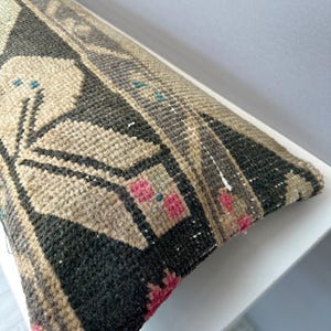 Vintage Rug Pillow 12x48", Handmade Rug Cushion Cover, Turkish Rug Pillow, Boho Farmhouse Pillow, Ethnic Cushion Case,Boho Lumbar Pillow image 6