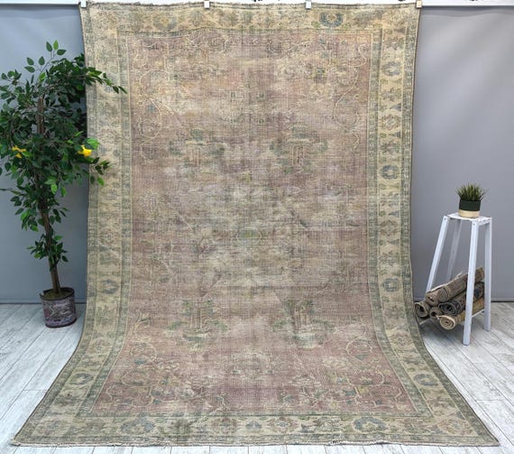 Großer türkischer Teppich 200x230, Roter Boho Teppich 200x270, Weicher rustikaler Büroteppich, Boho Teppich, Boho Teppich 200x250