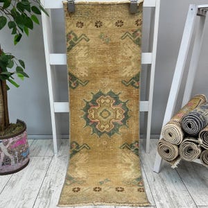 Small Floral Rug, 1x3 Worn Rug, Small Area Rug, Small Outdoor Rug, Vintage Doormat, Aesthetic Rug, Oriental Rug, Small Wool Rug, 1.2x3.4 ft