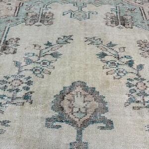 Tappeto floreale verde, tappeto turco 5x9, tappeto per ingresso, tappeto per soggiorno, tappeto turco in lana 5x8, tappeto per camera da letto, tappeto da fattoria, 5,3 x 9 piedi immagine 8