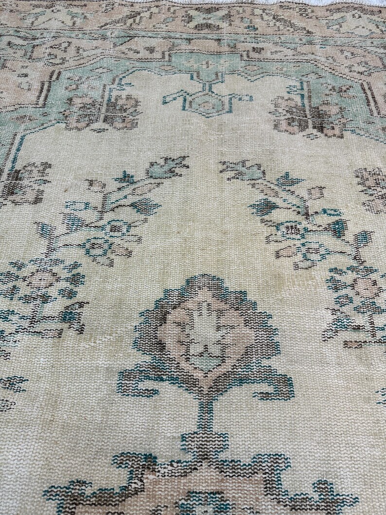 Tappeto floreale verde, tappeto turco 5x9, tappeto per ingresso, tappeto per soggiorno, tappeto turco in lana 5x8, tappeto per camera da letto, tappeto da fattoria, 5,3 x 9 piedi immagine 8