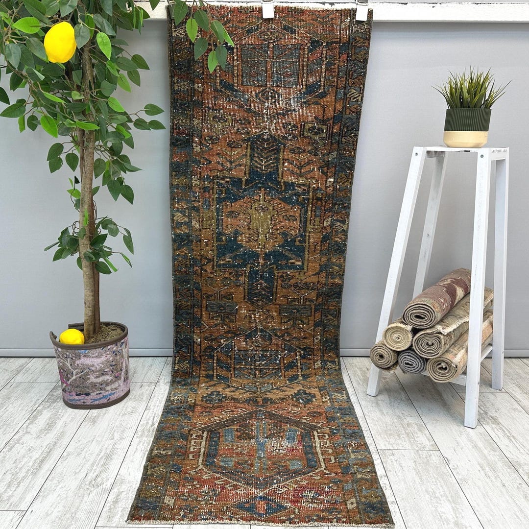 Vintage Brown Area Rug, 2x6 Kitchen Decor Rug, Oriental Rug, Rustic ...