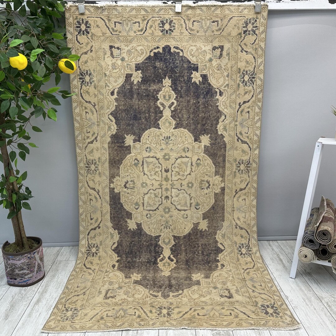 Vintage Farmhouse Rug, 3x7 Handmade Boho Rug, Turkish Oushak Rug ...