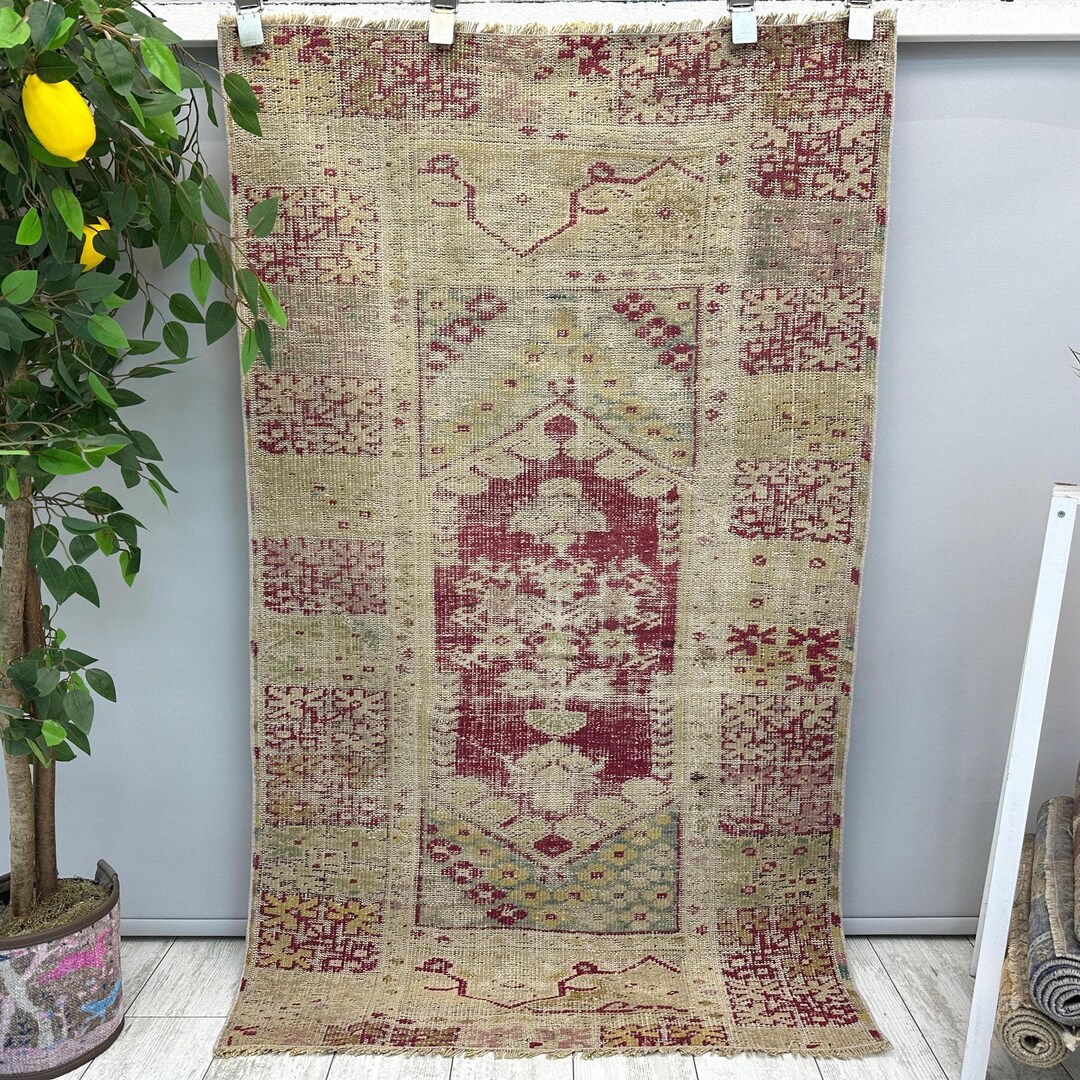 Muted Rug Vintage Muted Rug, 3x5 Handmade Wool Rug, Bohemian Area Rug, Oriental ...