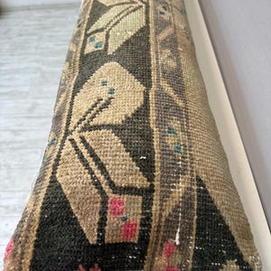 Vintage Rug Pillow 12x48", Handmade Rug Cushion Cover, Turkish Rug Pillow, Boho Farmhouse Pillow, Ethnic Cushion Case,Boho Lumbar Pillow image 7