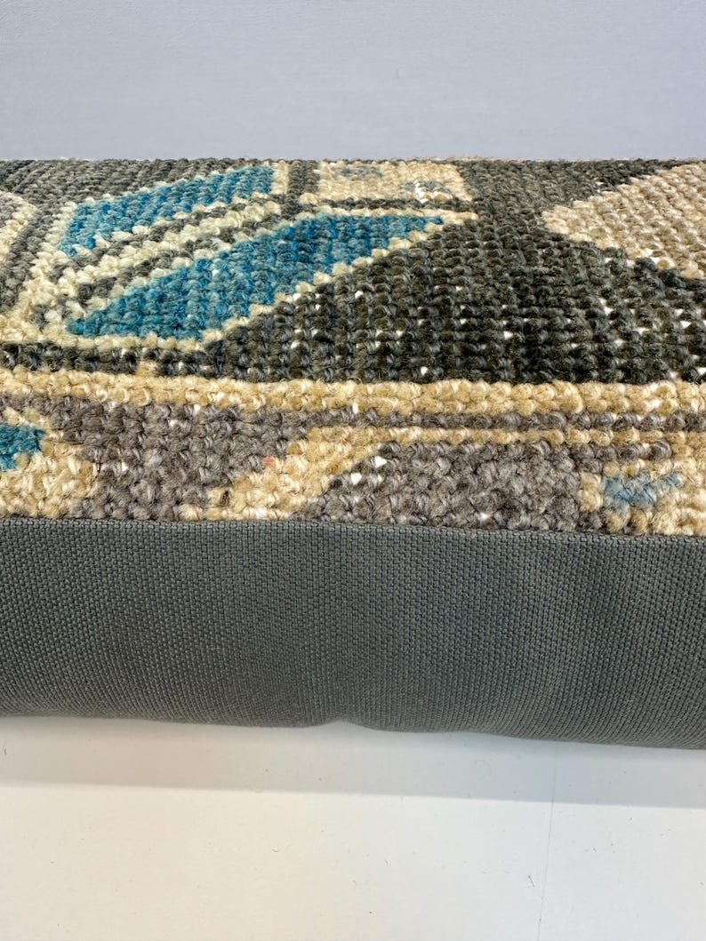 Vintage Rug Pillow 12x48", Handmade Rug Cushion Cover, Turkish Rug Pillow, Boho Farmhouse Pillow, Ethnic Cushion Case,Boho Lumbar Pillow image 8