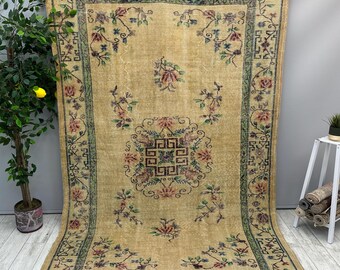 150x200 Handgefertigter Teppich, Türkischer Teppich, Bauernteppich, Boho Teppich, Rustikaler Teppich, 100x200 cm, Türkischer Teppich