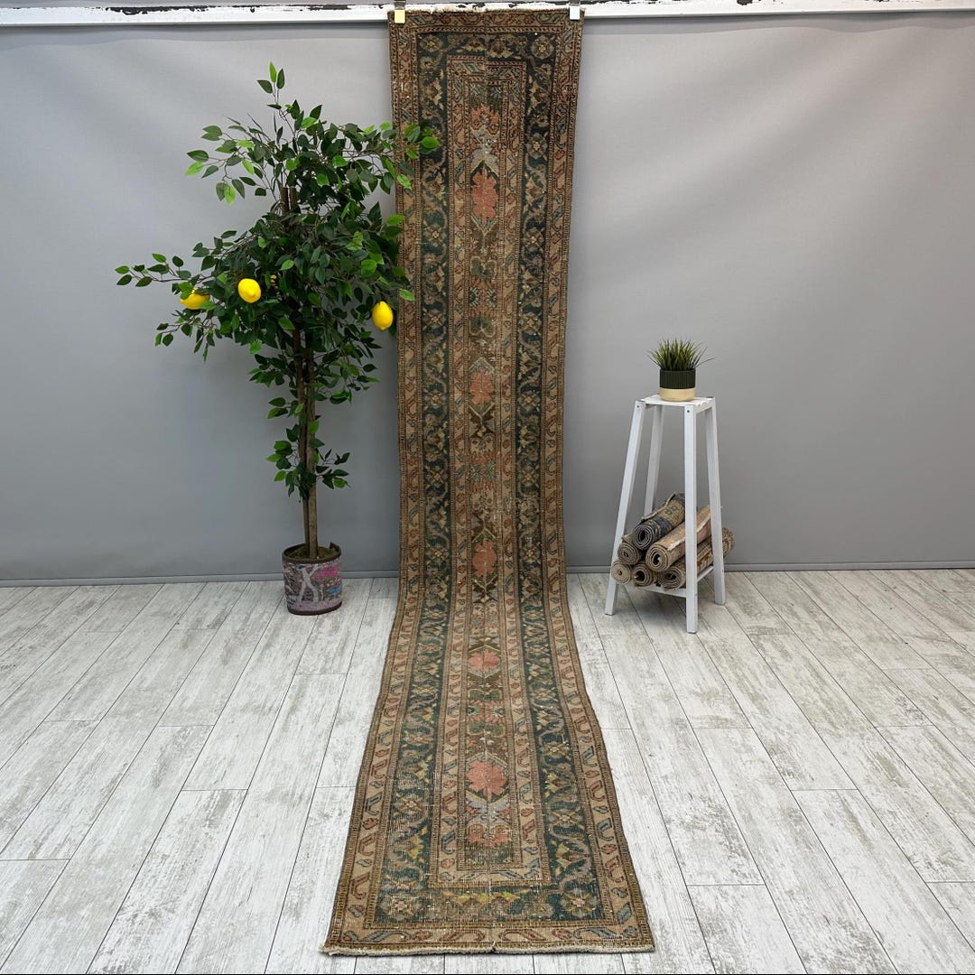 2x12 Vintage Runner Rug, 2x12 Wool Turkish Runner Rug, 2x12 Entryway ...
