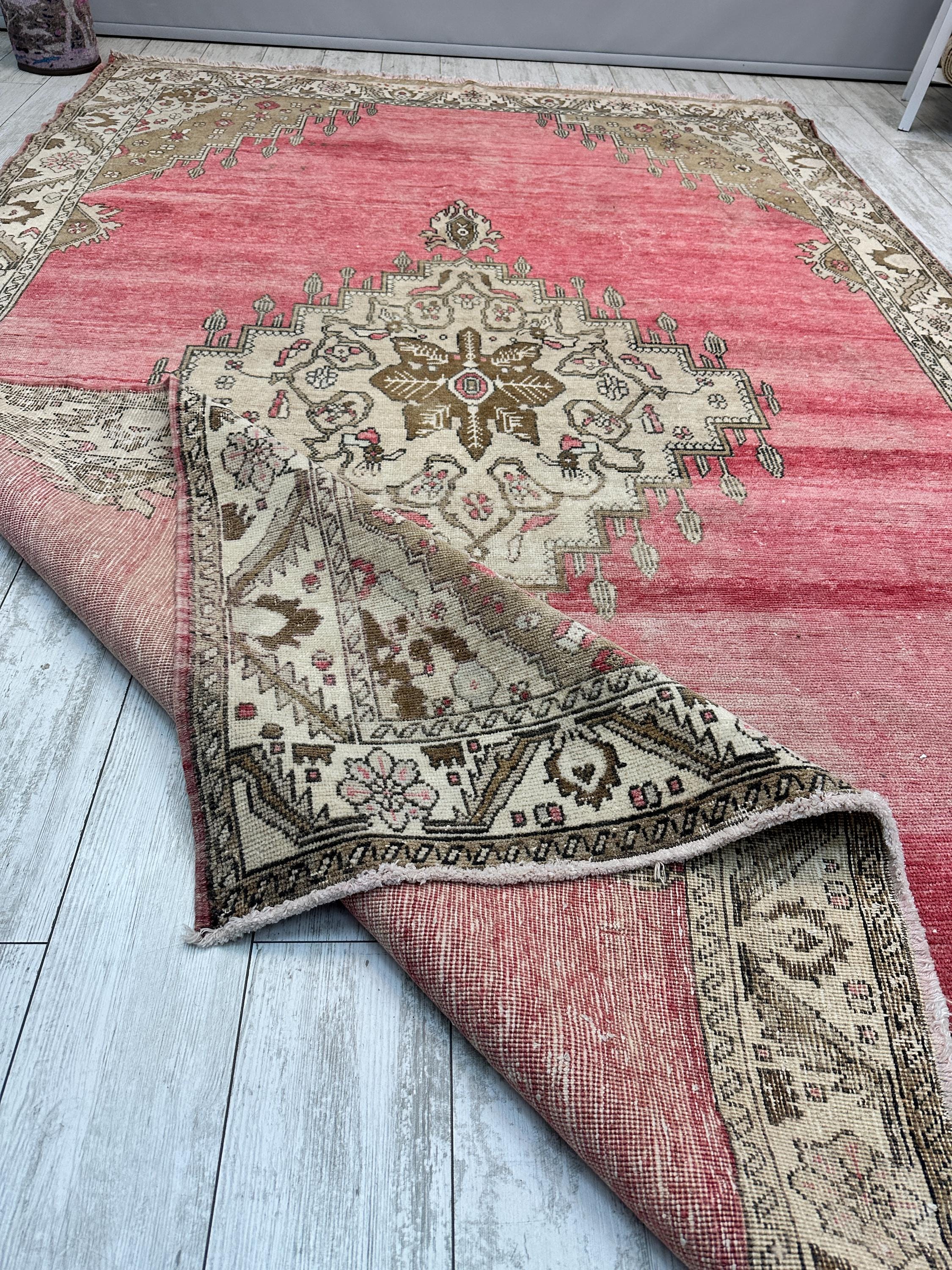 Handmade Turkish Rug, 6x9 Oushak Rug, Vintage Entryway Rug