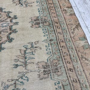 Tappeto floreale verde, tappeto turco 5x9, tappeto per ingresso, tappeto per soggiorno, tappeto turco in lana 5x8, tappeto per camera da letto, tappeto da fattoria, 5,3 x 9 piedi immagine 5