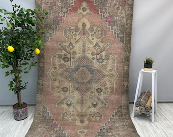 150x230 Handgefertigter Türkischer Teppich, Rustikaler Teppich Boho, Boho Teppich, Flur Küchenteppich, 150x230, Antiker Teppich