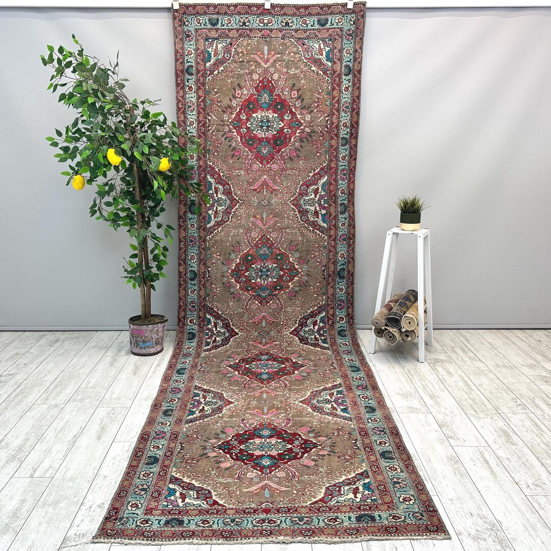 4x12 Vintage Floral Rug, 4x12 Handmade Runner Rug, Bohemian Rug, Rustic ...
