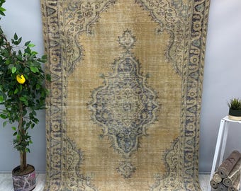 Alfombra turca naranja, alfombra vintage hecha a mano de 5x8 pies, alfombra bohemia para entrada, alfombra de granja, alfombra de granja de 5x8 pies, alfombra rústica para cocina, 5.2 x 8 pies