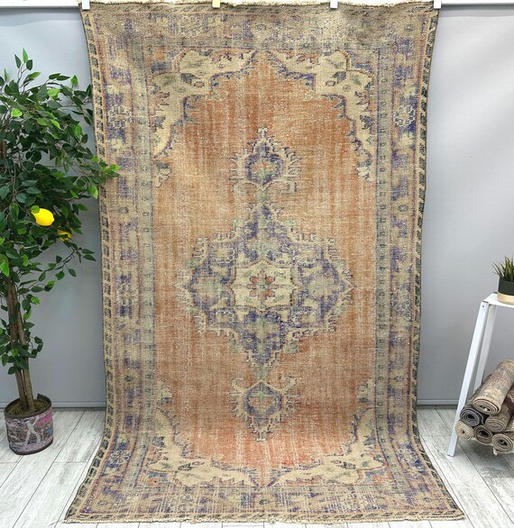 Orange Vintage Teppich, 150x250 türkischer Teppich, Kelimteppich, Boho Teppich, Eingangsbereich, Wohnzimmer, 150x250, Kelimteppich, Hausteppich, Hausteppich, 150x250