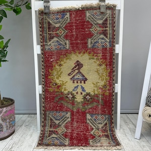1x3 Entryway Rug, 1x3 Doormat Rug, Vintage Rug, Small Rustic Rug, Decorative Rug, Small Kitchen Rug, Small Bathroom Rug, Small Kitchen Rug