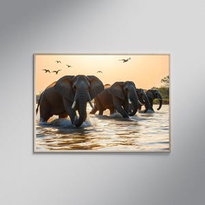 Elephant Wall Art, Wildlife Photography Print, Animal Decor, Safari Wall Art, Nature Wall Art, Elephant Herd Picture, Landscape Art