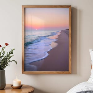 Beach Sunset Wall Art, Coastal Ocean Print, Seaside Decor, Beach Wave Sunrise, Coastal Wall Decor, Sunset Art Print, Ocean Wall Art