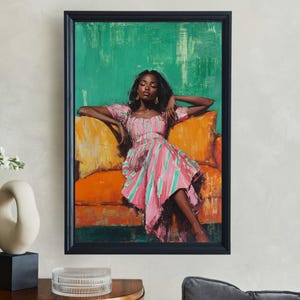 Modern Abstract Portrait Wall Art, Colorful Woman Painting Print, Living Room Decor, Bold Artistic Home Accent, Unique Gift Idea