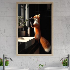 Adorable Fox Wall Art, Cute Fox Print for Bathroom, Animal Wall Decor, Fox Artwork, Whimsical Fox Poster, Fox Themed Home Decor