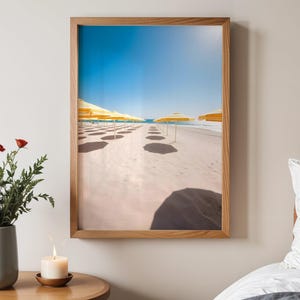 Beach Umbrella Wall Art, Coastal Beach Print, Ocean Photography, Beach Decor, Summer Art Print, Seaside Artwork, Nautical Wall Decor