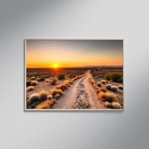 Stunning Sunset Desert Road Wall Art, Landscape Wall Art Print, Scenic Desert Pathway, Nature Photography Poster, Home Decor, Gift Idea