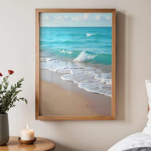 Ocean Beach Wall Art Print, Coastal Seascape Decor, Beach Waves Art, Ocean Photography, Summer Beach Art, Relaxing Seaside Print