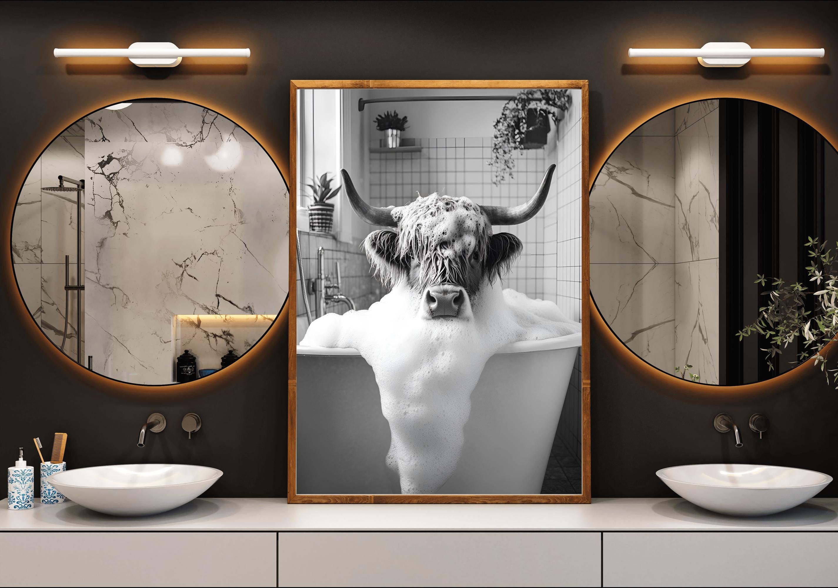 Highland Cow Bathroom Wall Art, Funny Animal Print for Bathroom, Cute ...