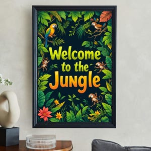 Welcome to the Jungle Quote Print Jungle Theme Digital Wall Art Safari Nursery Decor Digital Download Tropical Art