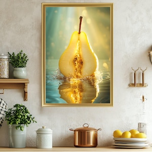 Pear Art Print, Fruit Wall Art, Kitchen Decor, Vibrant Home Decor, Modern Art Poster, Unique Wall Hanging, Refreshing Pear Artwork