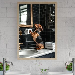 Cute Dachshund Dog Bathroom Wall Art, Funny Dog Print for Bathroom, Unique Pet Lover Gift, Adorable Dog Decor, Dachshund Lover Gift