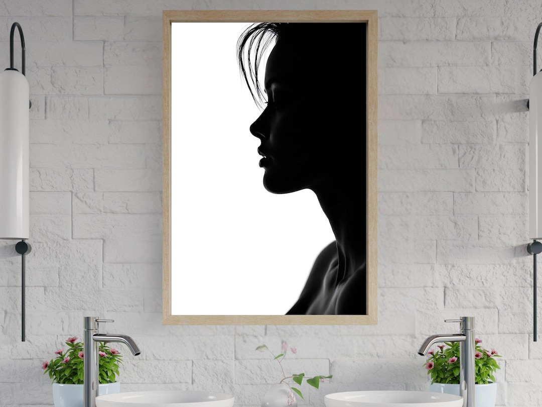 Modern Woman Silhouette Wall Art, Elegant Female Profile Print ...