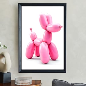 Balloon Dog Wall Art, Modern Home Decor, Preppy Wall Art, Kids Room Decor, Minimalist Art Print, Playful Art, Colorful Balloon Print
