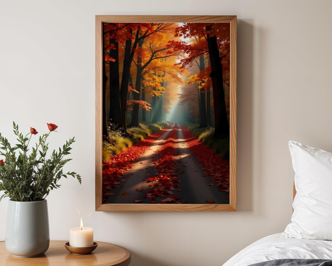 Autumn Forest Pathway Wall Art, Nature Landscape Photography, Fall ...