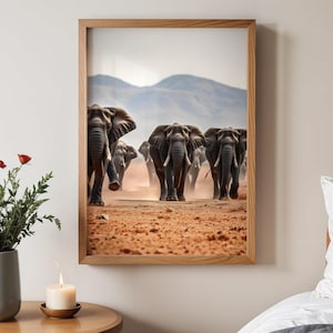 Elephant Herd Wall Art, Nature Wildlife Animal Print, African Safari Landscape Poster, Elephant Home Decor, Wildlife Photography Art