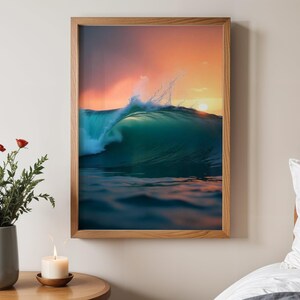 Meereswelle Wandkunst, Sonnenuntergang Strand Dekor, Küsten Kunstwerk Druck, Ozean Fotografie, Strand Haus Dekoration, Marine Thema Wand dekor
