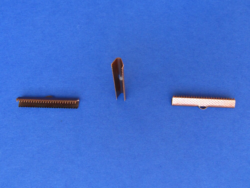 Antique Copper Ribbon Clamps With Loop in Assorted Sizes Dots Series