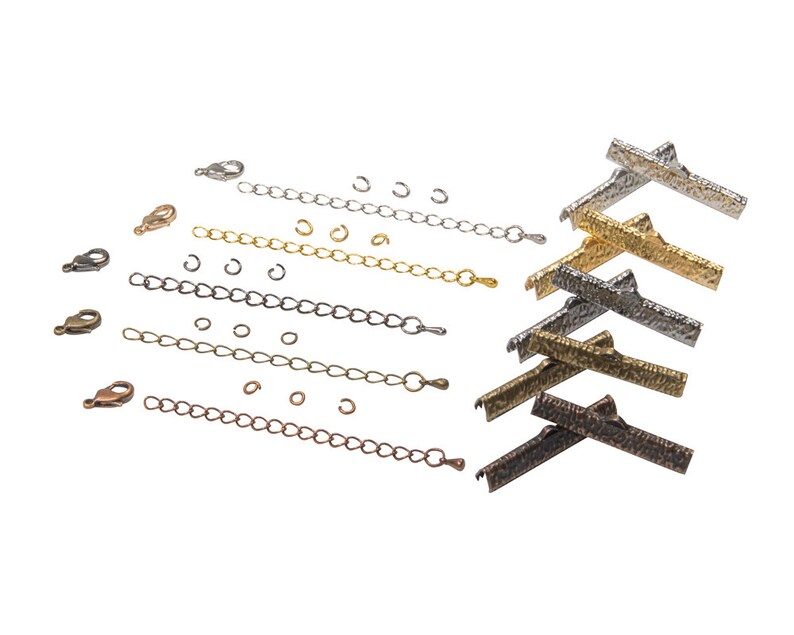 Mixed Artisan /& Dots Series Gunmetal 1 12 inch 38mm Antique Copper Gold Platinum Silver Ribbon Choker Findings Kit in Bronze
