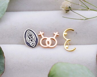 Feminist Stud Earrings-Vulva, Venus and Boob Earrings-Body Positivity Jewelry-Self Love-Gift for Women-Empowered Woman