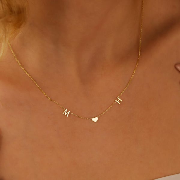 Personalized Initial Heart Necklace: Sterling Silver, Waterproof, Anti-Tarnish