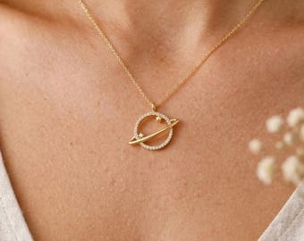 925 Sterling Silver Saturn Pendant Necklace - Astrology Jewelry