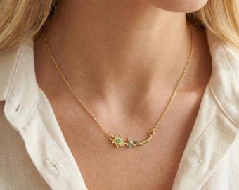 Dainty Birth Flower Necklace: Sterling Silver, Gold, Rose Gold