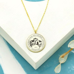Custom College Logo Necklace: Sterling Silver University Jewelry
