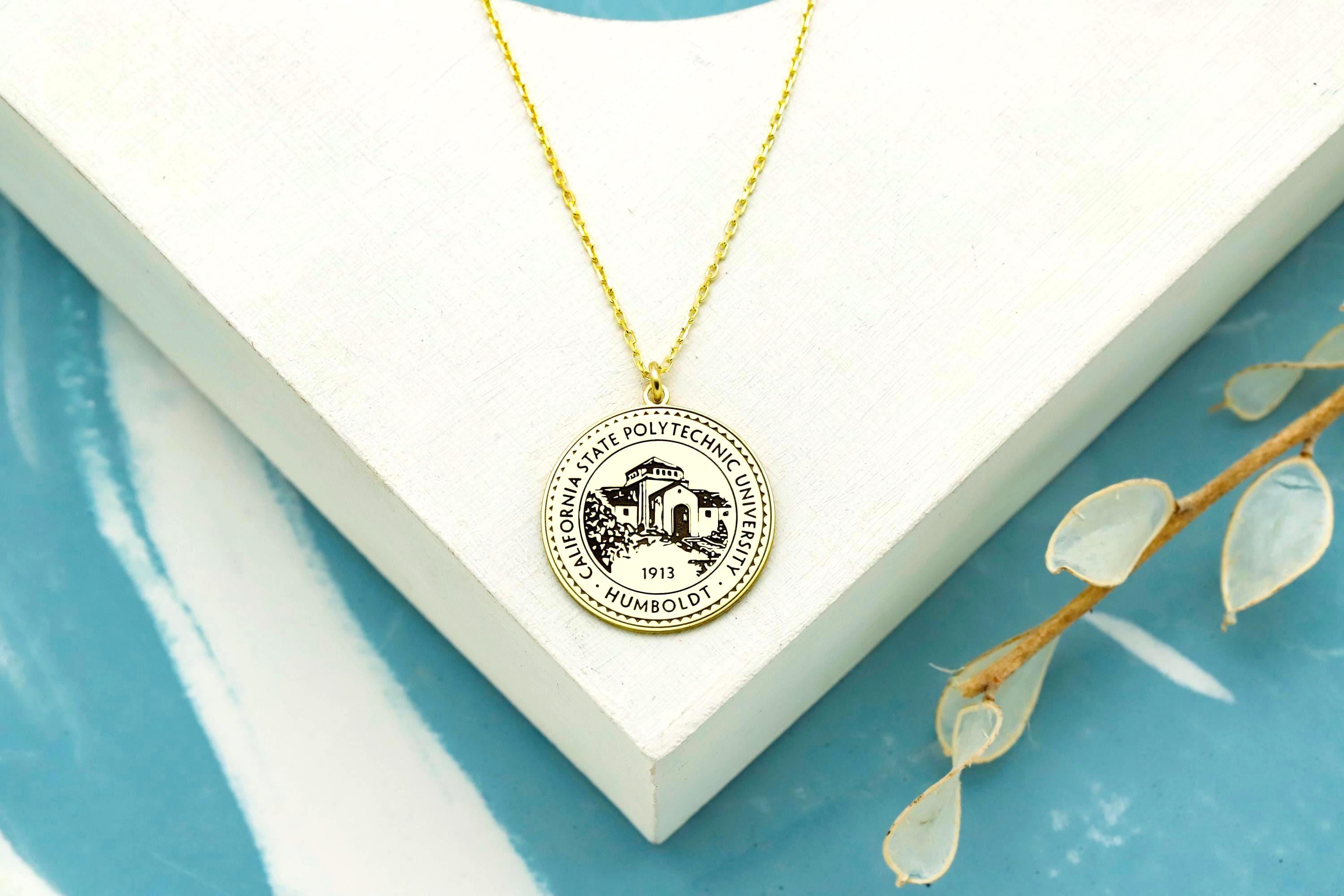 Custom College Logo Necklace: Sterling Silver University Jewelry