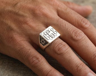 Custom Monogram Signet Ring-925 Sterling Silver-Personalized Side Engraved Ring-Monogram Jewelry-Date & Symbol Ring-Initial Signet Ring