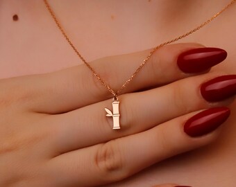 Sterling Silver Bamboo Pendant Necklace