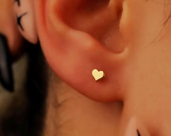 Tiny Sterling Silver Heart Stud Earrings – Dainty Everyday Romantic Jewelry