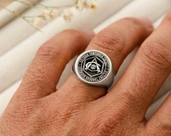 Personalized Gold Signet Ring: Sterling Silver College Logo, Monogram
